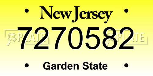 7270582 New Jersey License Plate