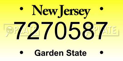 7270587 New Jersey License Plate