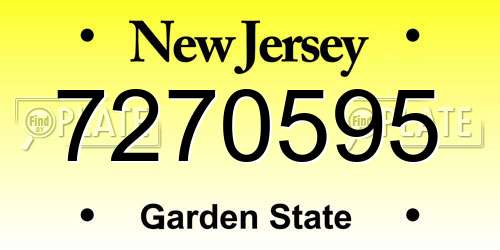 7270595 New Jersey License Plate