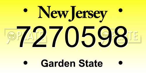 7270598 New Jersey License Plate