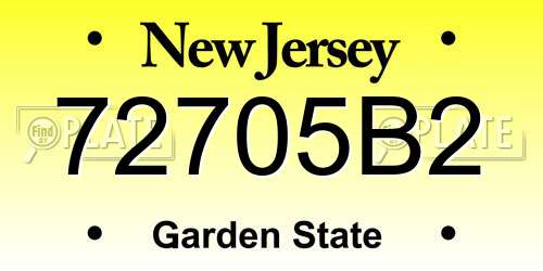 72705B2 New Jersey License Plate