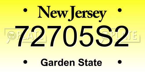 72705S2 New Jersey License Plate
