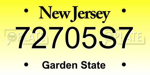72705S7 New Jersey License Plate