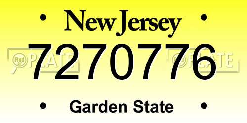 7270776 New Jersey License Plate