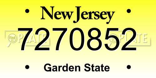 7270852 New Jersey License Plate