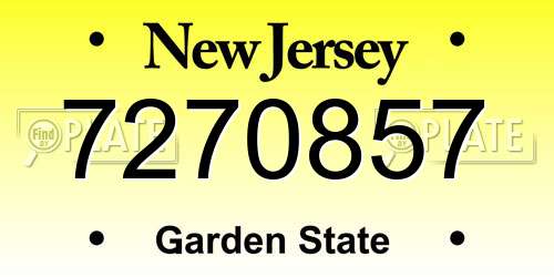 7270857 New Jersey License Plate