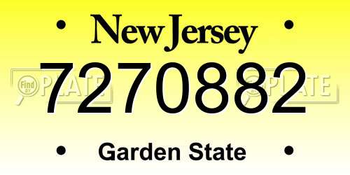 7270882 New Jersey License Plate