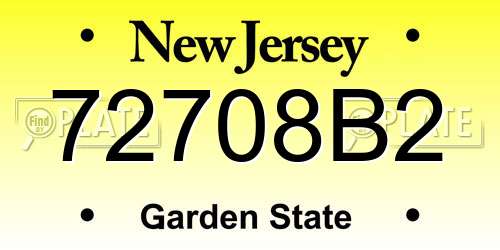 72708B2 New Jersey License Plate