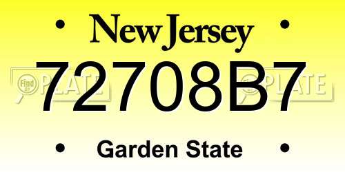 72708B7 New Jersey License Plate