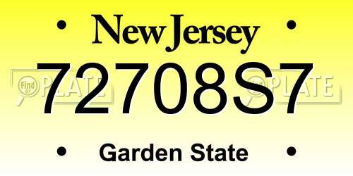 72708S7 New Jersey License Plate
