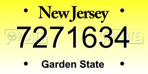7271634 New Jersey License Plate