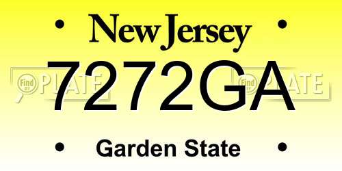 7272GA New Jersey License Plate