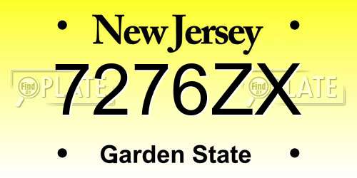 7276ZX New Jersey License Plate