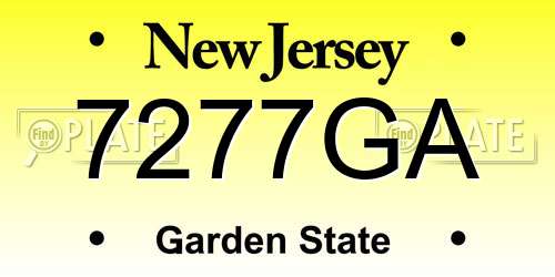 7277GA New Jersey License Plate
