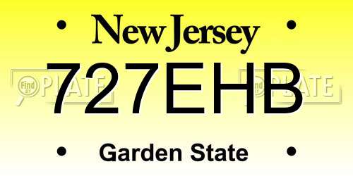 727EHB New Jersey License Plate
