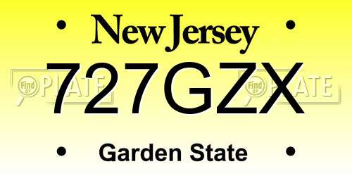 727GZX New Jersey License Plate
