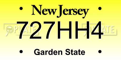 727HH4 New Jersey License Plate