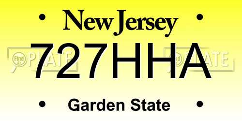 727HHA New Jersey License Plate