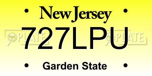 727LPU New Jersey License Plate