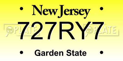 727RY7 New Jersey License Plate