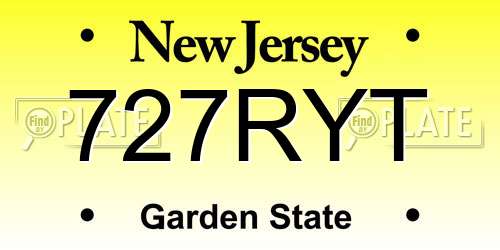 727RYT New Jersey License Plate