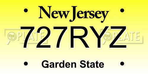 727RYZ New Jersey License Plate