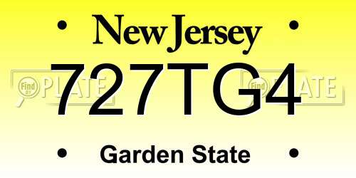 727TG4 New Jersey License Plate