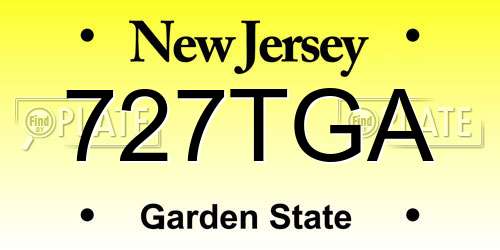 727TGA New Jersey License Plate