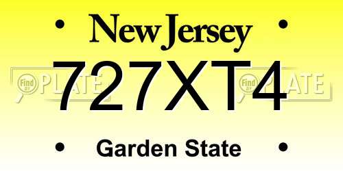 727XT4 New Jersey License Plate