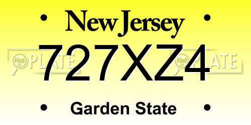 727XZ4 New Jersey License Plate