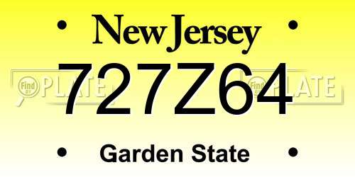727Z64 New Jersey License Plate