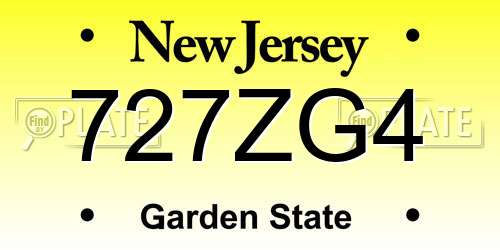 727ZG4 New Jersey License Plate