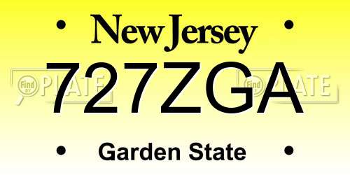 727ZGA New Jersey License Plate