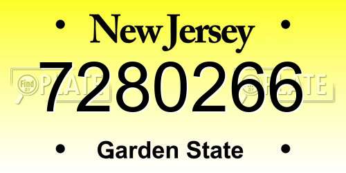 7280266 New Jersey License Plate