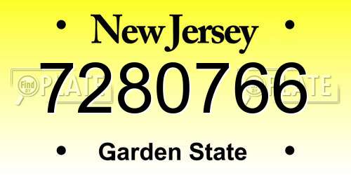7280766 New Jersey License Plate