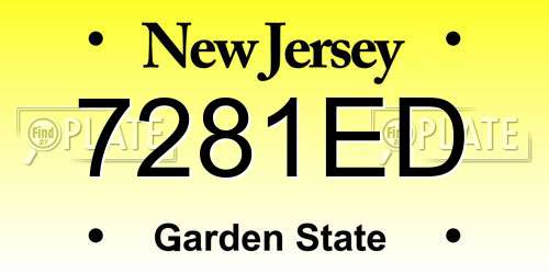 7281ED New Jersey License Plate