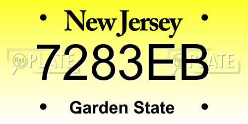 7283EB New Jersey License Plate