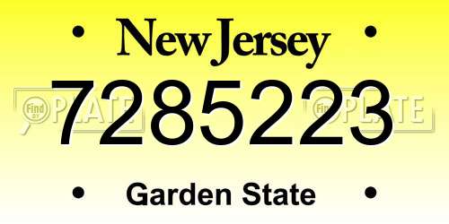 7285223 New Jersey License Plate