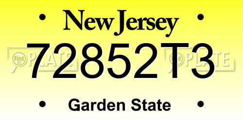 72852T3 New Jersey License Plate