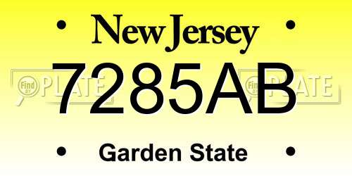 7285AB New Jersey License Plate