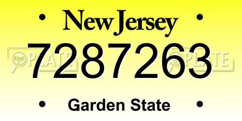 7287263 New Jersey License Plate