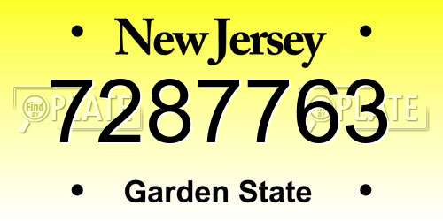7287763 New Jersey License Plate