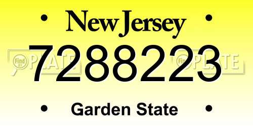 7288223 New Jersey License Plate
