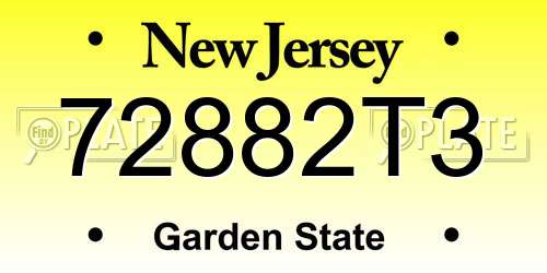 72882T3 New Jersey License Plate