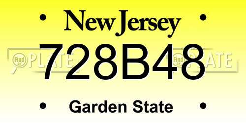 728B48 New Jersey License Plate