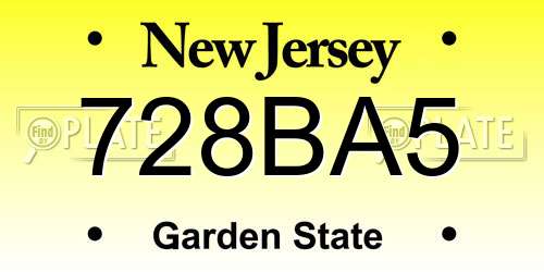 728BA5 New Jersey License Plate