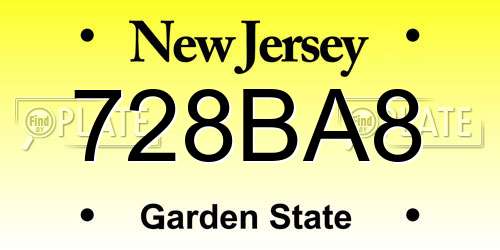 728BA8 New Jersey License Plate
