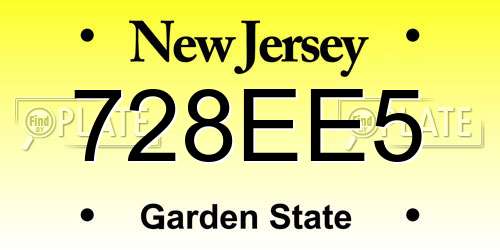 728EE5 New Jersey License Plate