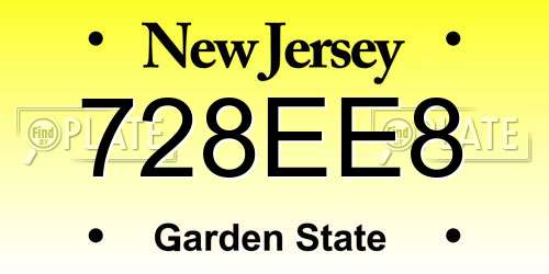 728EE8 New Jersey License Plate