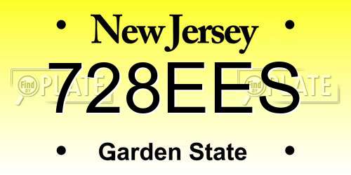 728EES New Jersey License Plate